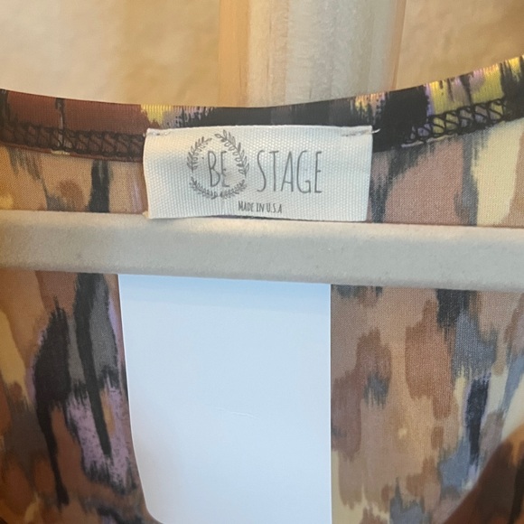 Be Stage Vibrant Long Sleeve Top with Orange and Purple Pattern - Picture 2 of 5